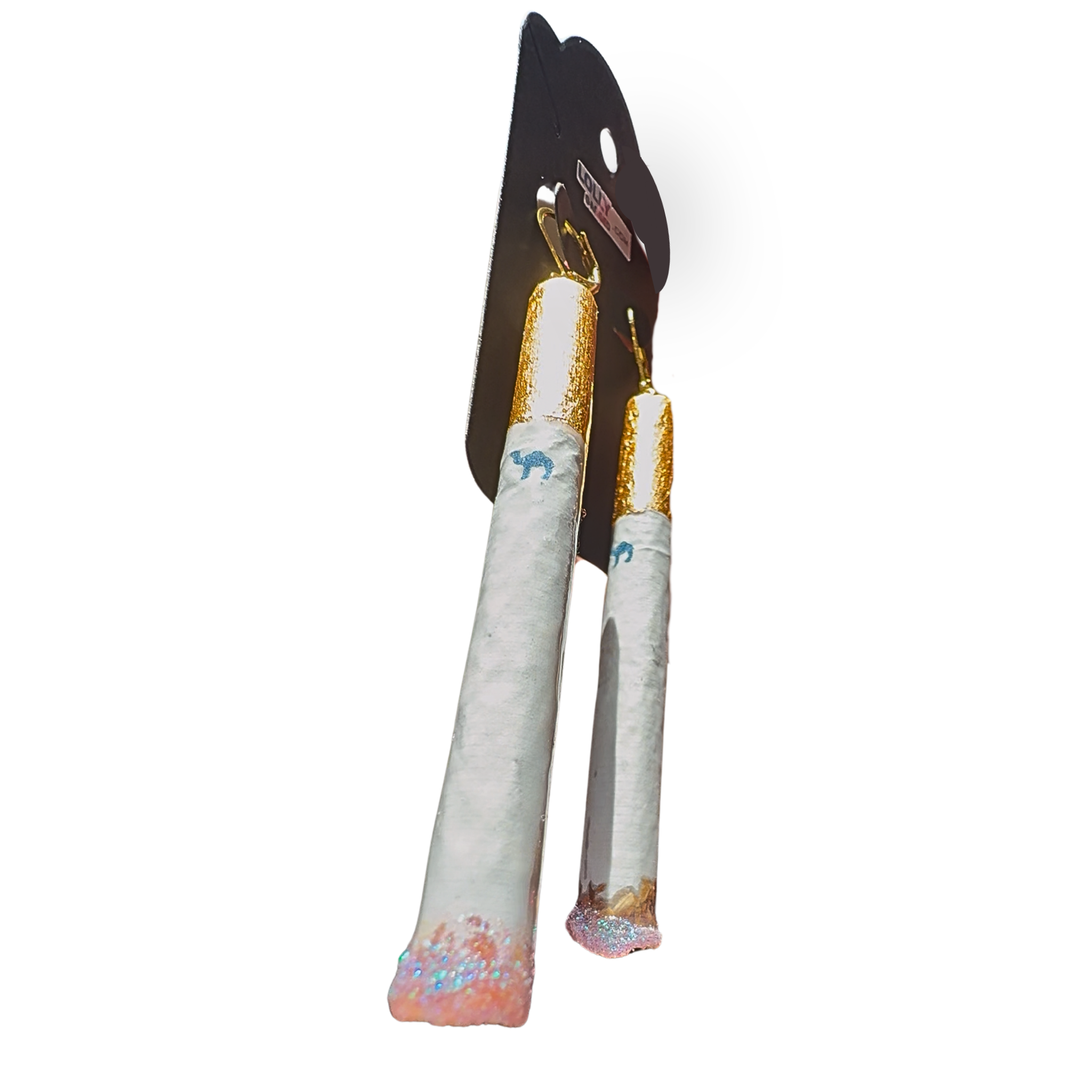 Glitter & Gold Cigarette Earring
