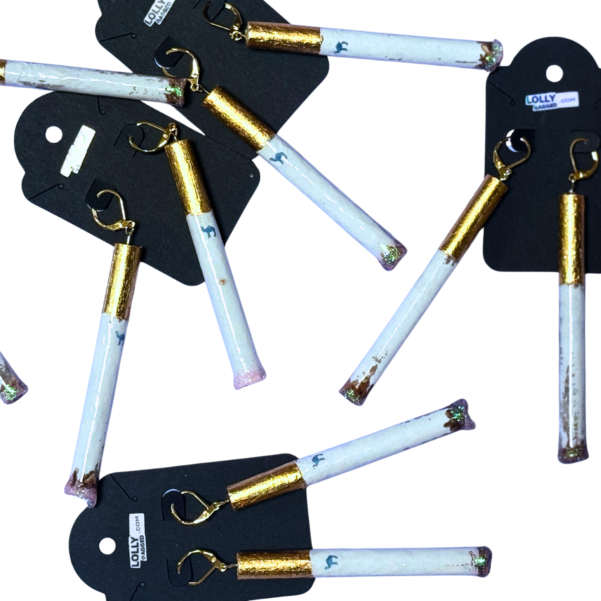 Glitter & Gold Cigarette Earring