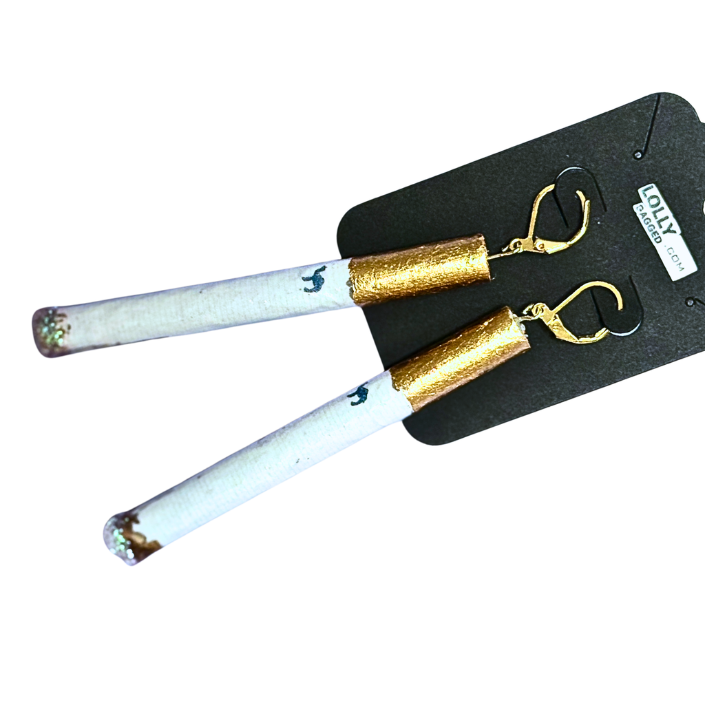 Glitter & Gold Cigarette Earring